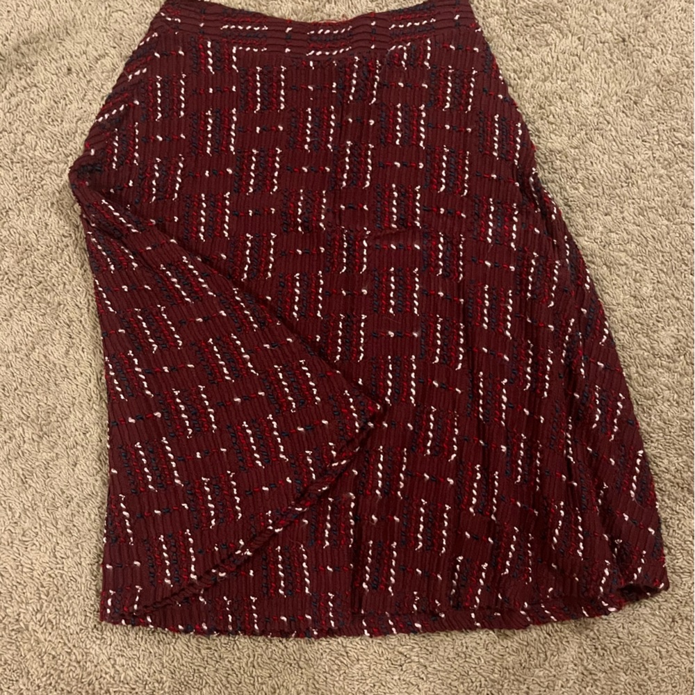 Anthropologie Burgundy Patterned Skirt